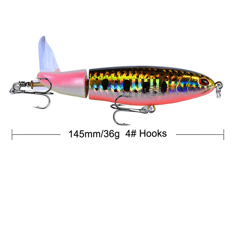 Whopper Popper Topwater Angeln Köder Bleistift Tackle Rotating 2021 Tail S5X4 