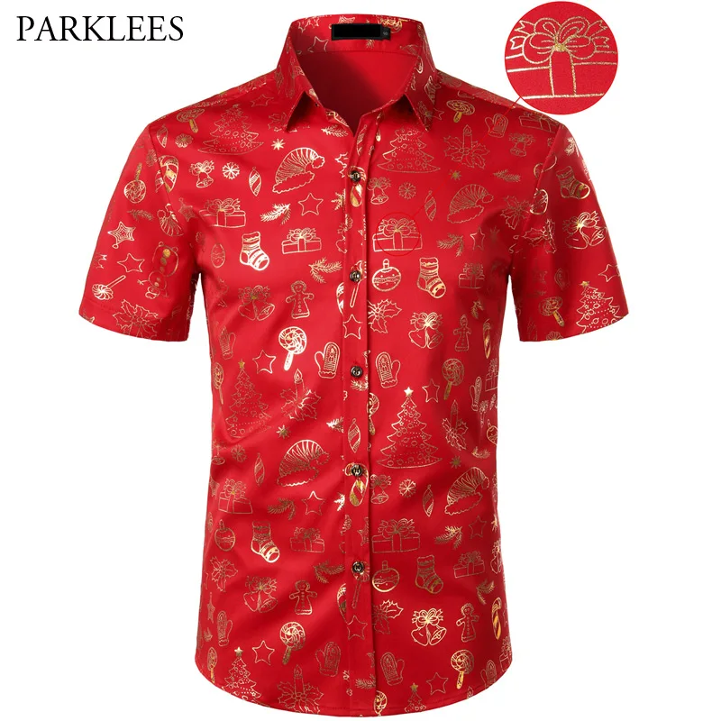 Мужская рубашка на Рождество повседневная облегающая одежда рубашки