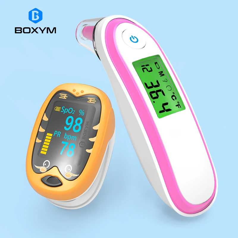 

BOXYM Baby Ear fever Thermometer & Infrared Finger Pulse Oximeter Children Pediatric oximetro SpO2 Saturation Meter for kids