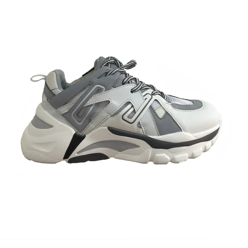Ins Daddy/Мужская обувь; светоотражающие кроссовки; сезон лето; Zapatillas Deportivas Hombre; модная дышащая повседневная обувь - Цвет: Серый