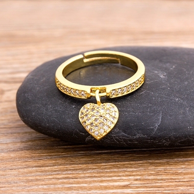 Dropshipping 6 Styles Romantic Heart Rings Fashion Gold  Color Wedding Ring for Female Statement Engagement Party Jewelry