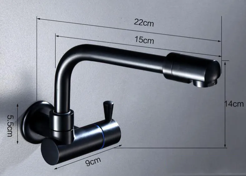 22 G1 / 2 Matt Black Brass Single Cold Water Tap Wall Mounted Bathroom Basin Faucet Mop Pool Tap 360 ° rotation Outdoor Balcony Tap - Цвет: 22
