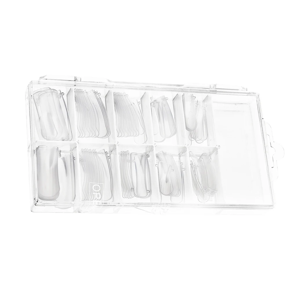 100PCS/box Quick Building Mold Tips Nail Dual Forms Reusable Finger Extension Nail Art UV Builder Poly Gel Nails Beauty Tools