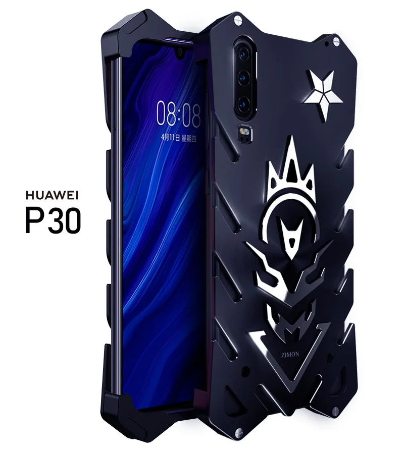 

Original Zimon Punk Aluminum Bumper Metal Shockproof Armor Defender Case Cover Shell Mobilephone Case For Huawei P30 P30 Pro