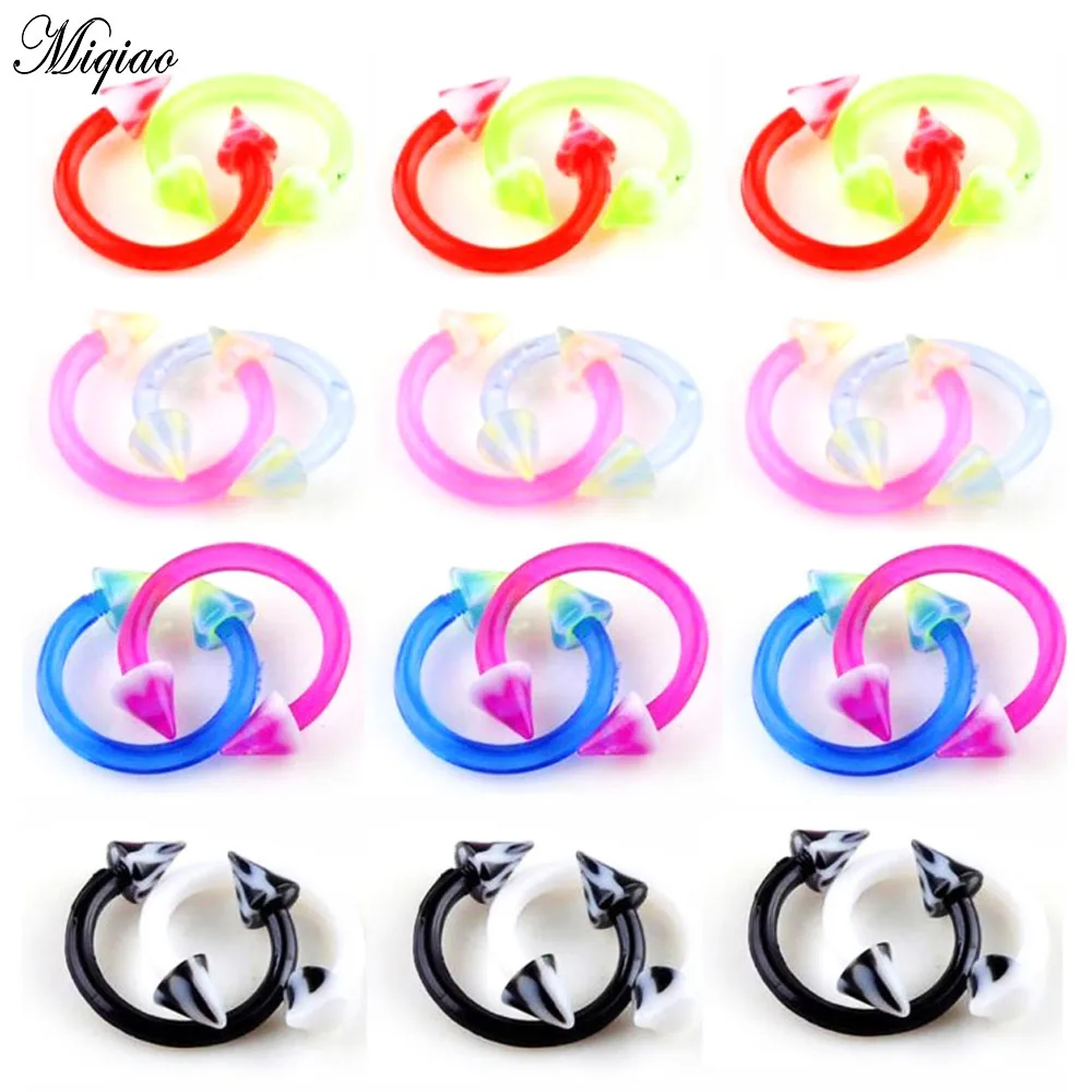 

Miqiao 10pcs Hot Selling European and American Fashion Piercing Jewelry Acrylic Nose Ring Mixed Colors Random