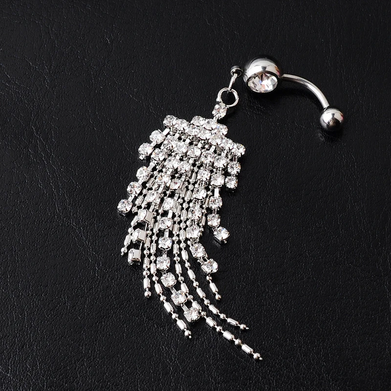 1PC New Belly Button Rings Long Dangled Bar Belly Piercing Ring Shinny Crystal Piercing Charming Ear Body Jewelry piercing jewelry body piercing jewelry body jewelry ear piercing jewelry