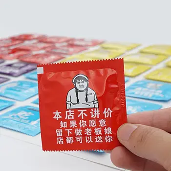

1 1 Bag Funny Chinese Words Take Out Restaurant Gift Creative Tricky Joke Condom Shape Wet Wipes Towel Potable Individually