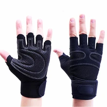 Бодибилдинг Тяжелая атлетика тренажерный зал перчатки с протектором запястья Кроссфит тренировки работы Силиконовые Нескользящие гантели фитнес перчатки