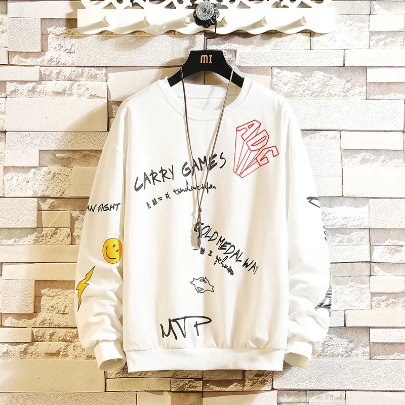

CYXZFTROFL Trend Style Autumn Spring Hoodie Sweatshirt Mens Hip Hop Punk Letter Print Pullover Streetwear Casual Fashion Clothes