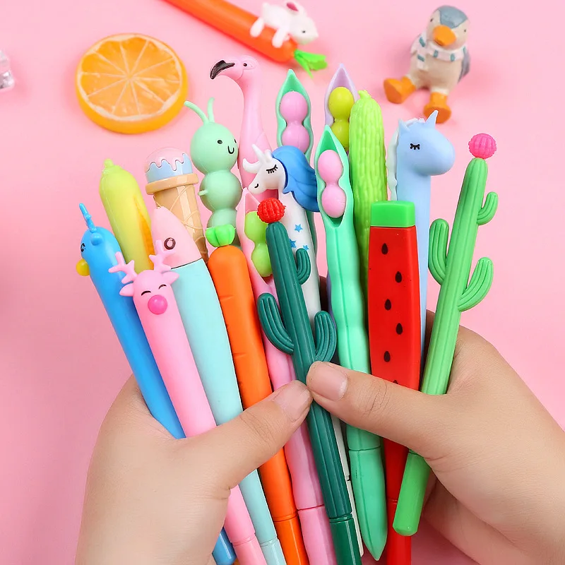 20 шт. ручки + 1 сумка для ручек милая мультяшная ручка розовые гелевые набор черный