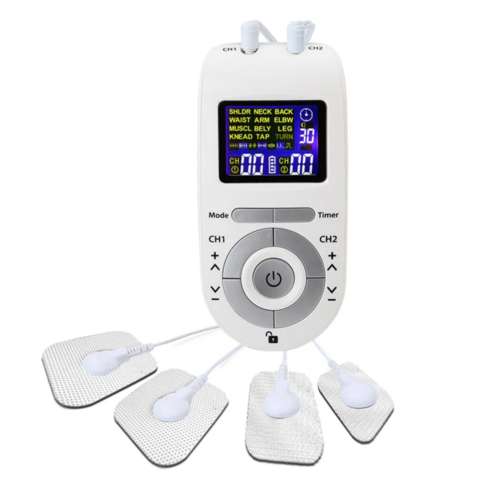 

12 Modes Tens Machine Unit with 4 Electrode Pads for Pain Relief Pulse Massage EMS Muscle Stimulation Tens Electroestimulador