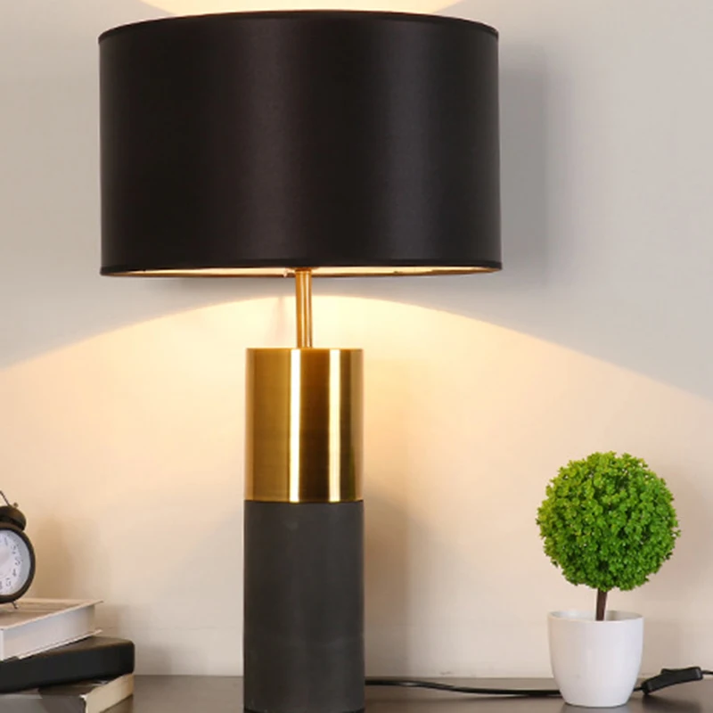 

Personality LED Table Lamp Simple Lamp Cement Base Cloth Lampshade Modern Designer Model Room Cafe Bedroom Bedside Table Lamp