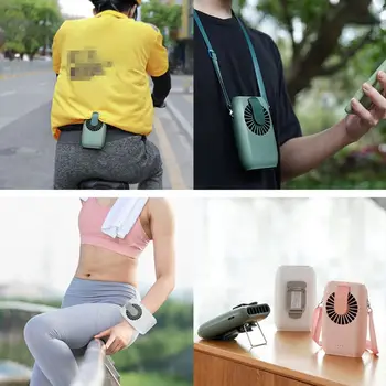 

Usb Fan 2-in-1 Mini Electric Fan Portacle Mobile Power Hanging Waist Neck Lazy Q81F