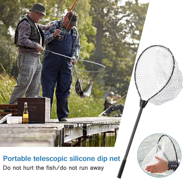 Fly Fishing Net Aluminum Alloy Handheld Quick Folding Landing Large Hand Net  Fishing Cast Mesh for Outdoor Fly Fishing Tackle