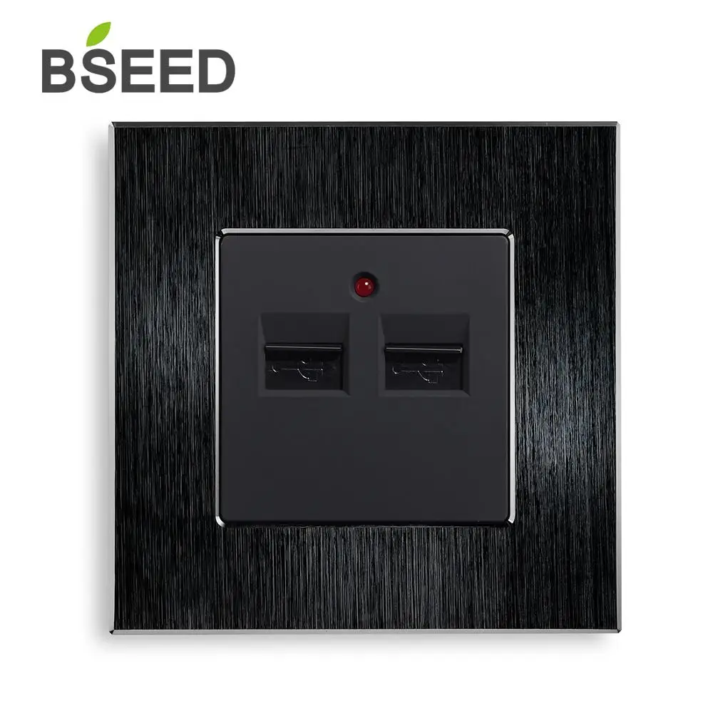 BSEED двойная USB настенная декоративная розетка панель - Тип: Black