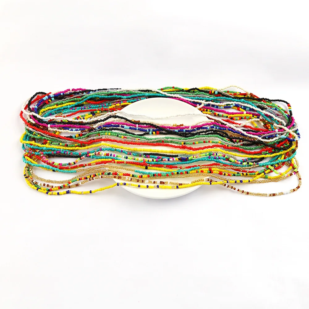 Pc elastic waist bead chains summer body chains colorful belly beads african bikini jewelry chains for