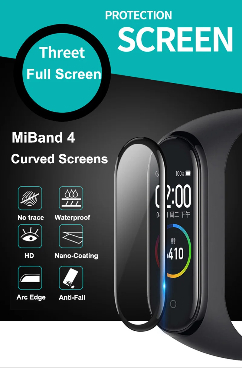 30D защита экрана с закругленными краями для Xiaomi mi Band 4, мягкое стекло, полное покрытие, HD защитная пленка для mi Band 4, чехол, аксессуары