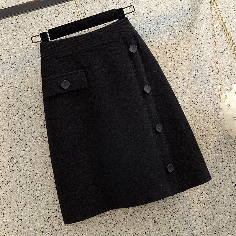 

Woolen Skirt A- line Skirt Skirt Skirt Women's Winter with Sweater Autumn And Winter 2019 New Style High-waisted Mid-length