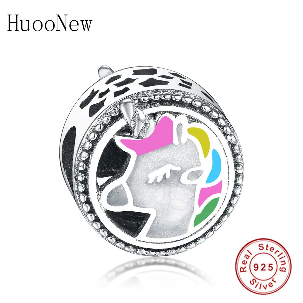 2019 Summer Color Enamel Unicorn Pony Bead Fit Original Charms Bracelet Pulsera 925 Sterling Silver Jewelry Gift Bangles | Украшения и
