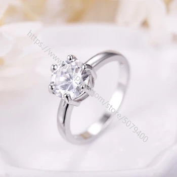 

6 Prong Engagement Ring Female Small Lab stone Ring Solitaire Wedding Rings For Women gift