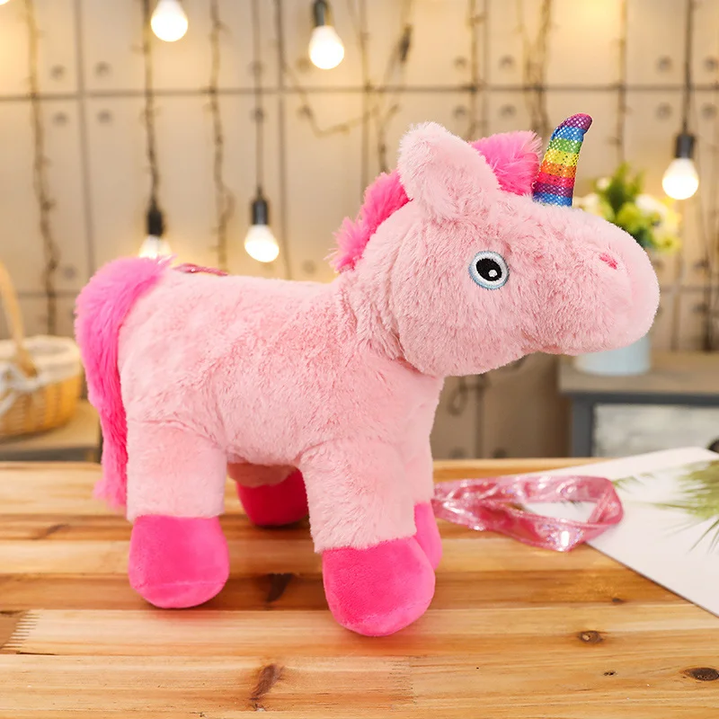 Pink Unicorn Animal Plush Toy Backpack Girls Cartoon Plushie Purse Stuffed Animals Unicorn Horse Shoulder Bags Xmas Party Gifts