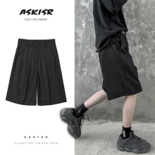 

Summer Korean Shorts Men's Fashion Solid Color Business Casual Dress Shorts Men Streetwear Wild Loose Suit Shorts Mens S-2XL