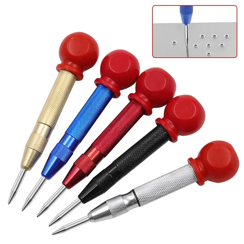 1PC Automatic Center Punch Carpenters Tool Spring Loaded Marking Tool Punch Machinists Hole  Drill Bit Wood Press Dent Marker