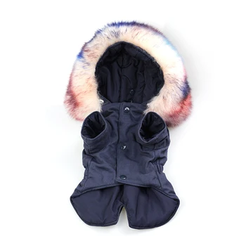 

Cold Weather Unisex Casual Faux Fur Collar Keep Warm Soft Outdoor Windproof Pet Cotton Blend Fashion Dog Winter Coat Home