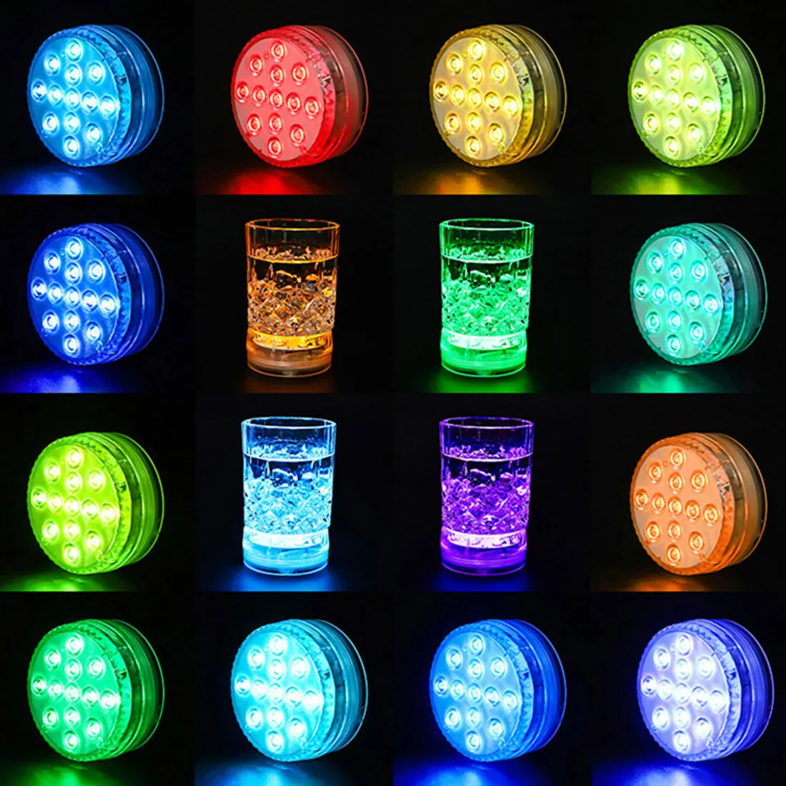 

13 Led Outdoor Lamp With Magnet Remote Controlled RGB Underwater Submersible Lights For Outdoor Vase Fish Tank Pond Garden