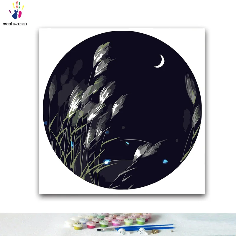 Сделай Сам картинки для раскраски по номерам с цветами античный Рид груша цветок картина Рисование Живопись по номерам в рамке дома - Цвет: 50121