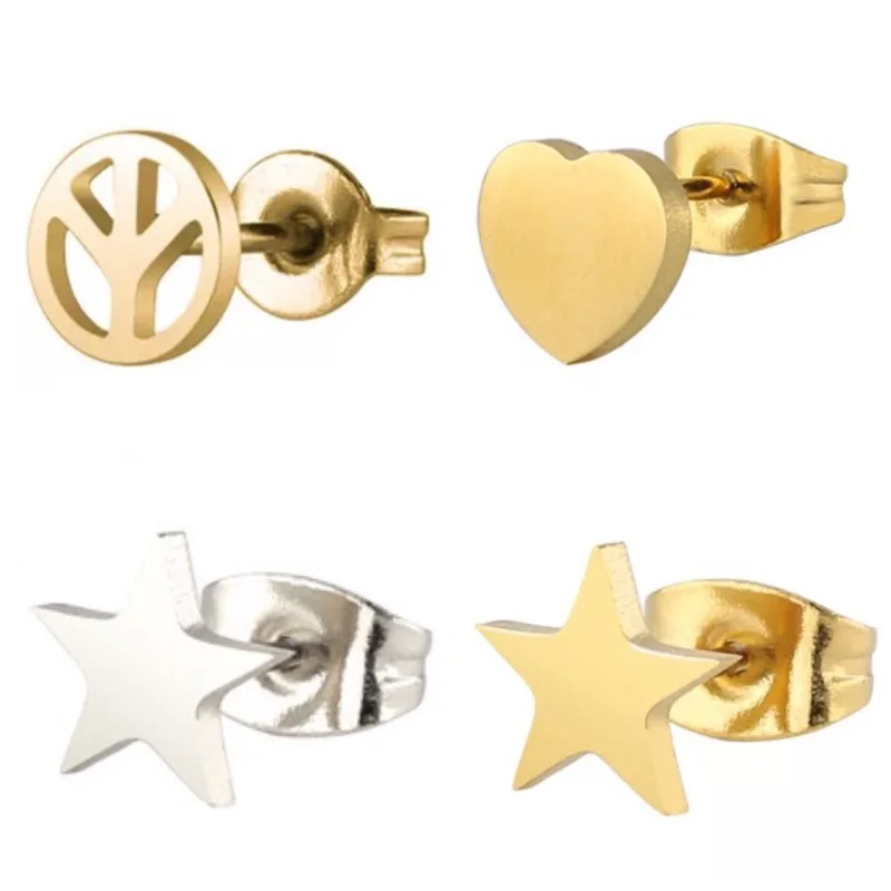 

JoJo's Bizarre Adventure Anime Kujo Jotaro Higashikata Josuke Earrings Ear Stud Jewelry Star Heart Titanium Steel Gift
