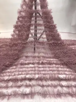 

The latest Nigerian ultra thin lace fabric 2020 high quality lace 3d sequins French bride chiffon lace fabric Africa lace 5 yard