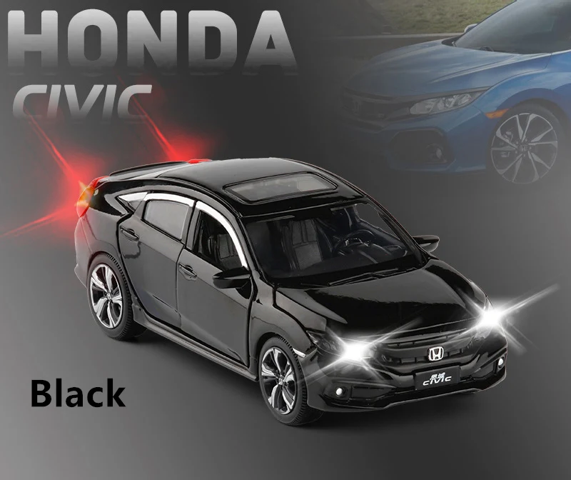 1:32 Honda Civic со звуком и светильник, открывающая дверь, сплав, детская игрушка, модель автомобиля, коллекция, подарок, Выдвижной Автомобиль - Цвет: Оранжевый