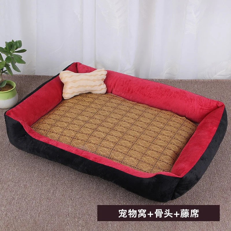 red black Flax mat Удобные товары для домашних животных, четыре сезона, универсальные теплые кровати для домашних животных, подходящие для маленьких и больших собак и кошек, золотистый ретривер/Тедди - Цвет: red black Flax mat
