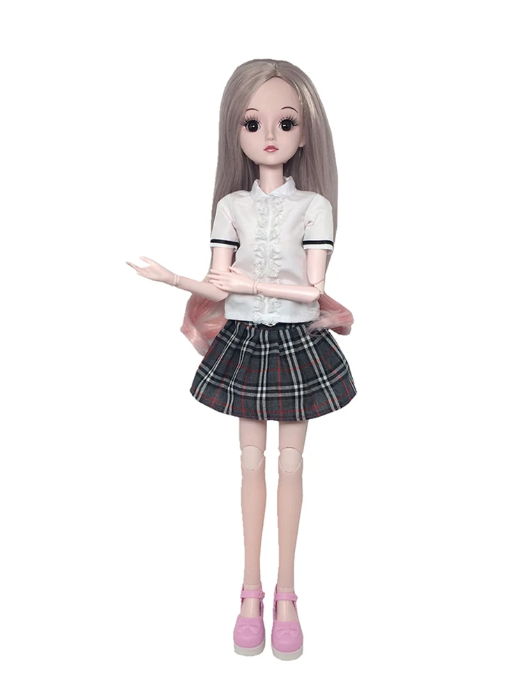 only clothes 1/3 Кукла Одежда аксессуар школьная форма для 60 см BJD кукла рубашки плед ремень юбка кукла аксессуары - Цвет: only clothes