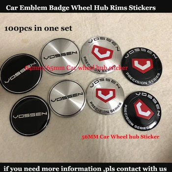 

Free shipping Car Emblem Badge Rims Wheel Stickers 56MM 64/65MM For Vossen Logo label Car Wheel Hub Center Sticker 100pcs/set