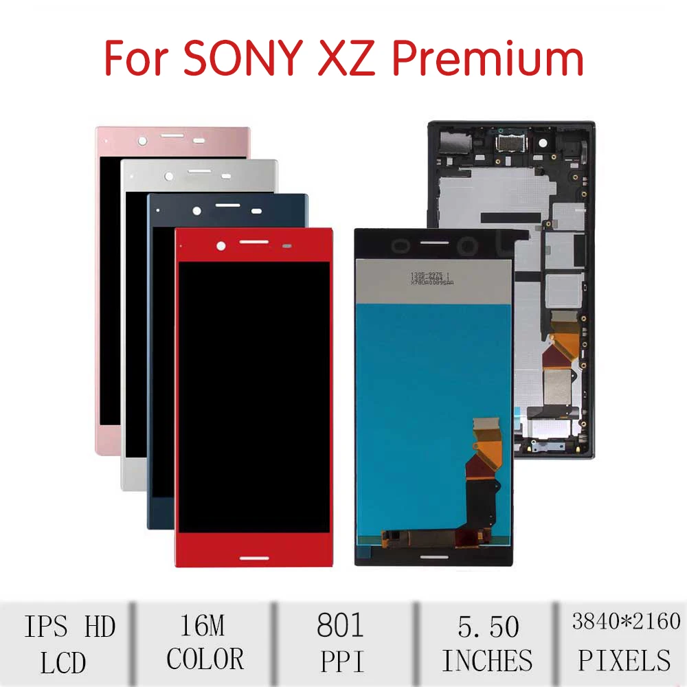5," для sony Xperia XZ Премиум lcd кодирующий преобразователь сенсорного экрана в сборе для sony XZ Plus дисплей с рамкой Замена XZP