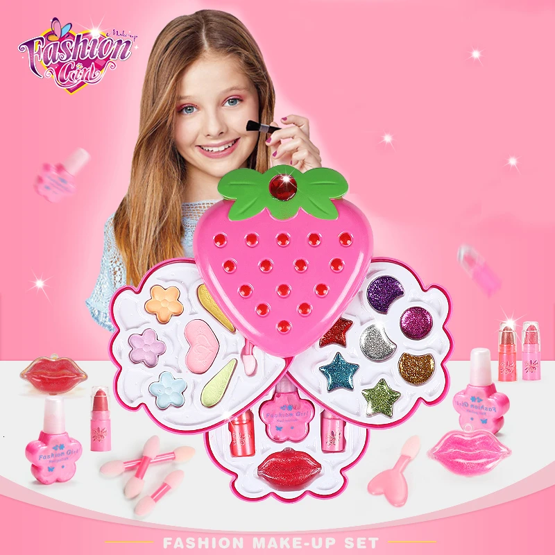 

Pretend Play Makeup Toy Pink Fashion Beauty Set Safe Non-toxic Make Up Kit Cosmetic Box for Girls Toys Princess Dressing