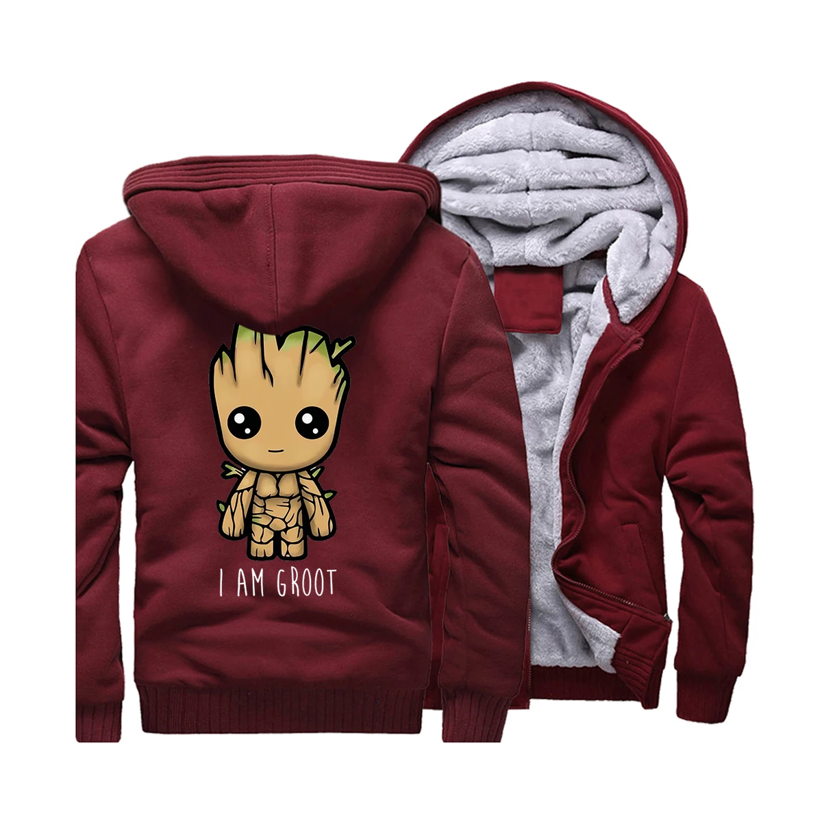 Guardians of the Galaxy Movie Men Hoodies I Am Groot New Winter Fleece Jacket Harajuku Zipper Hot Sale Casual Cotton Sweatshirt