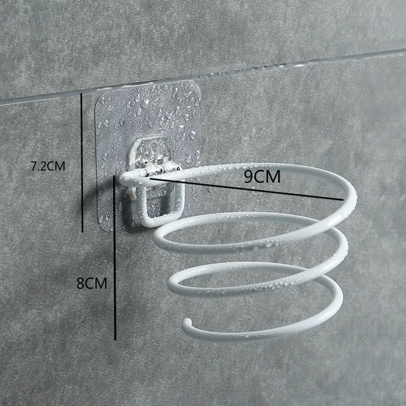 Настенный держатель для фена, металлическая полка для ванной, стеллаж для хранения фена, не сверляющая спиральная подставка для ванной комнаты C