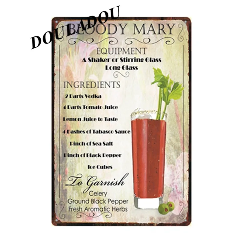 [Douladou] Cocktail Lounge Mai Tai Наклейка на стену жестяная вывеска металлическая вывеска Маргарита GIN FIZZ винтажная картина для паба магазин плакат 20x30 см