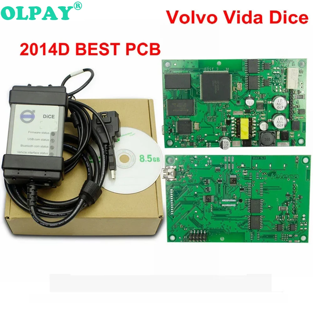 Для Volvo Vida Dice полный чип 2014D OBD2 Профессиональный диагностический инструмент для Volvo Dice Pro зеленая доска Многоязычная