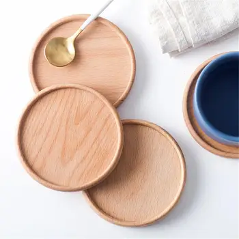 

1PC Beech Black Walnut Wood Coaster Retro Insulation Cup Mat Household Square Round Coaster