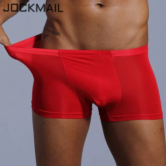 JOCKMAIL, фирменное Мужское нижнее белье, боксеры, шорты, ледяной шелк, прозрачные, тонкие, дышащие, боксеры для мужчин, сексуальные, в полоску, cuecas, гей, нижнее белье