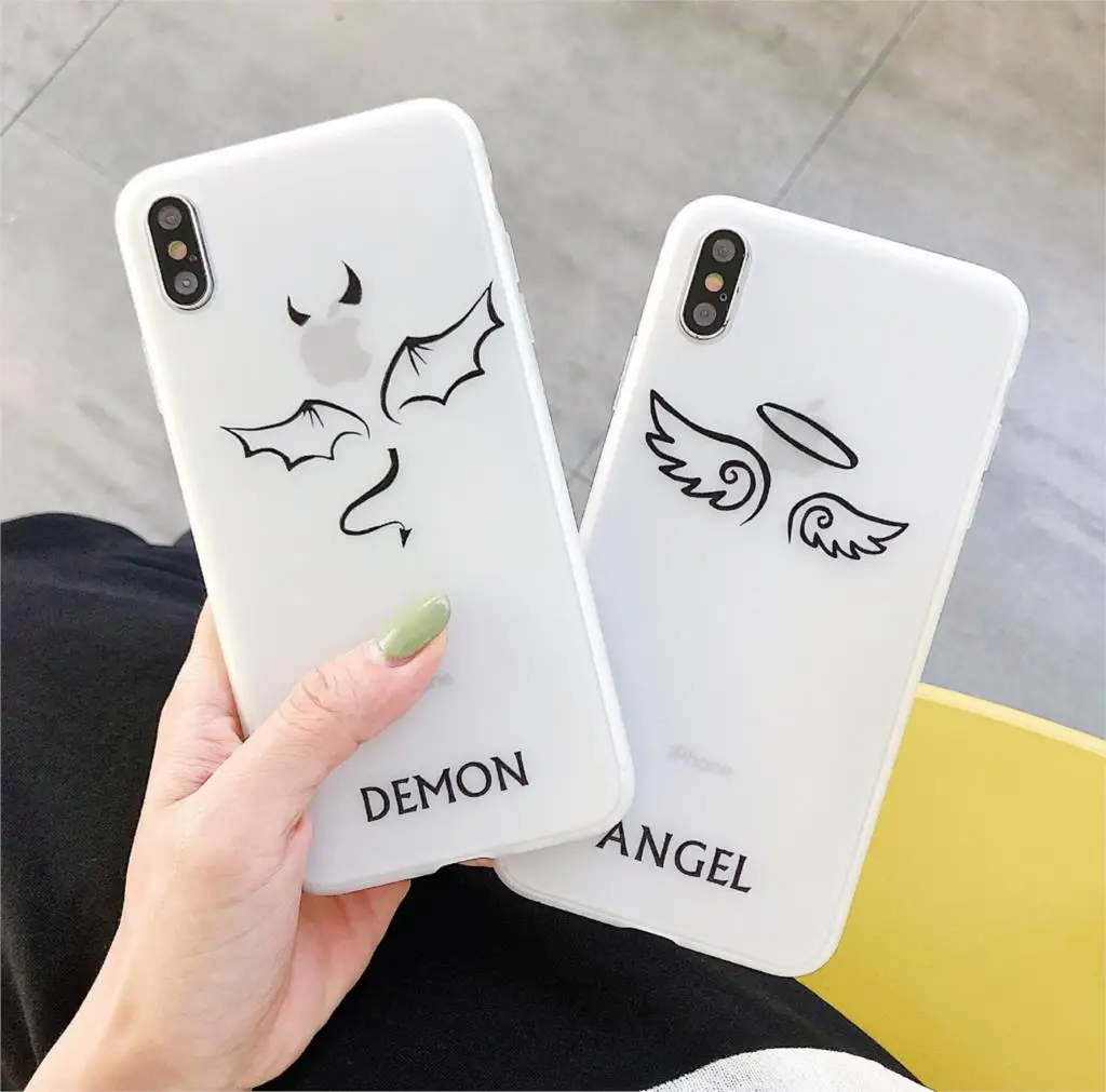 Силиконовый чехол для iPhone Xs Max 7 Plus 8 5 SE 2020 с крыльями ангела демона 12 mini 12Pro 11 Pro X 6 6S