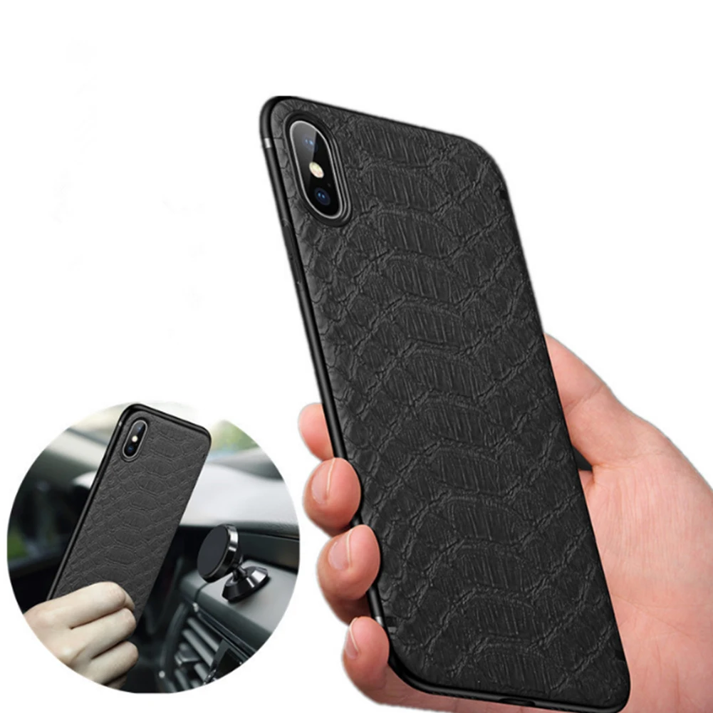 Магнитный чехол для телефона с крокодиловой текстурой iPhone X XR XS Max 7 8 Plus деловой