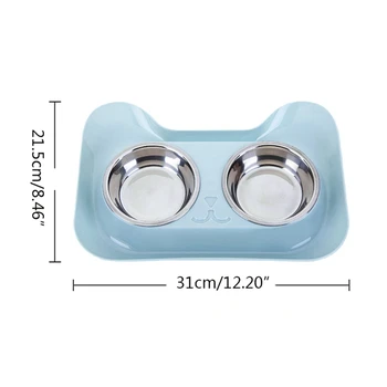 

Pet Waterer Feeder,Stainless Steel Double Bowls for Dogs Cat Head-Shaped Pet Food Feeding Bowl Dog WaterFeeder Cat Food Dispense