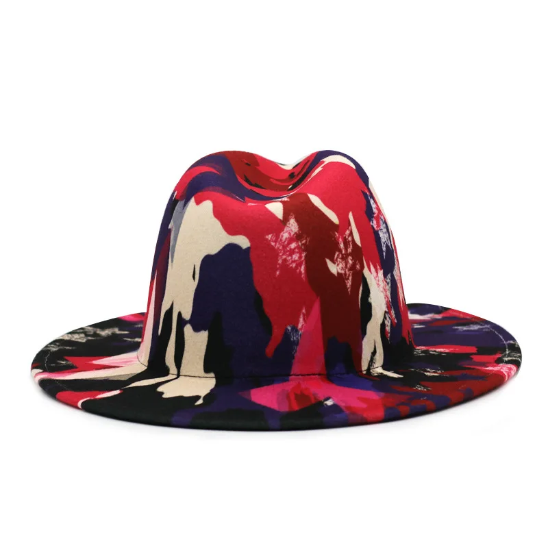 bulk price fedora hat for women Tie dyed hat   3d painted felt hat party hat model photo wide brim panama cap unisex cap trilbies