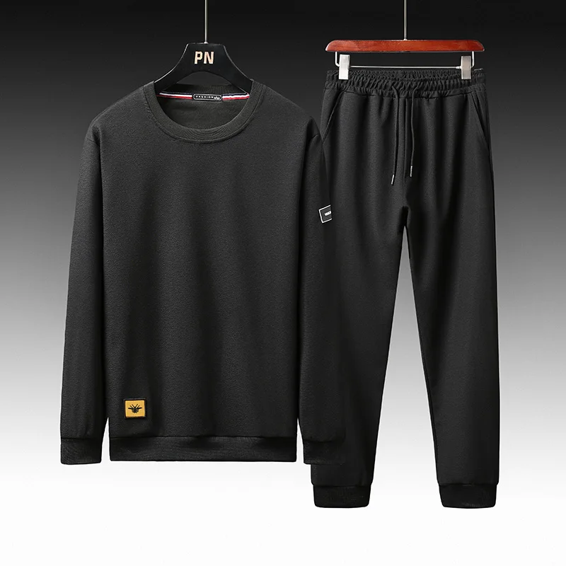 TK02-black 2 шт., осенний спортивный костюм для бега, Мужская толстовка, спортивный комплект, одежда для спортзала, мужской спортивный костюм, тренировочный костюм, спортивная одежда - Цвет: TK02-black