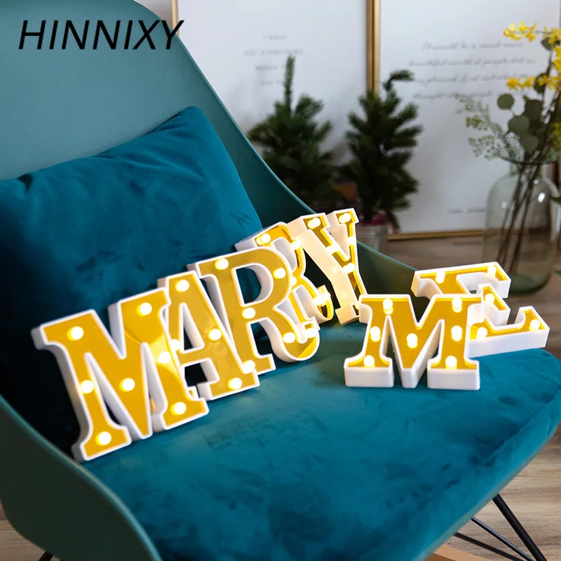 Hinnixy золотой 26 букв Ночной светильник знак шатра алфавит буквенная лампа